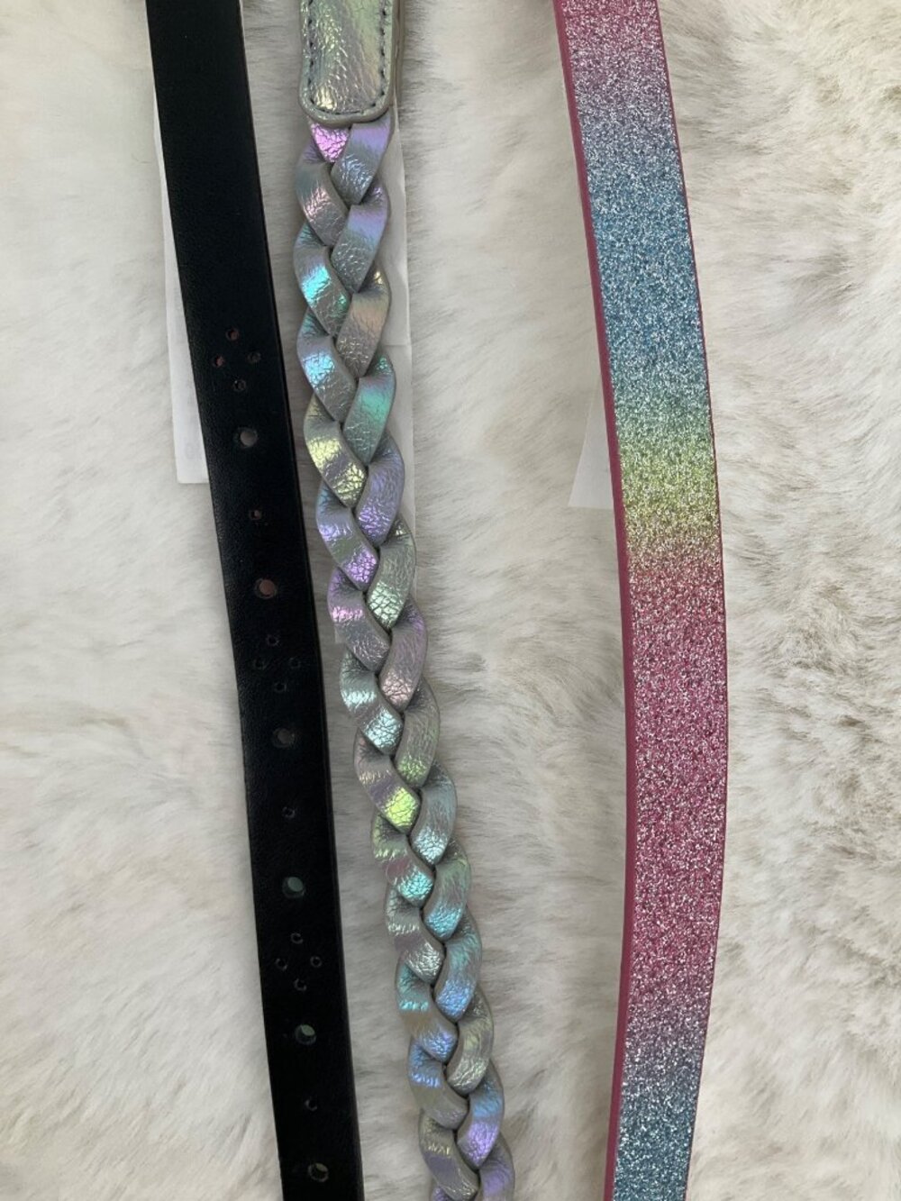 Cat & Jack size Medium 3-piece Adjustable belt set, girl's Glitter, Braided  NEW - Picture 5 of 6
